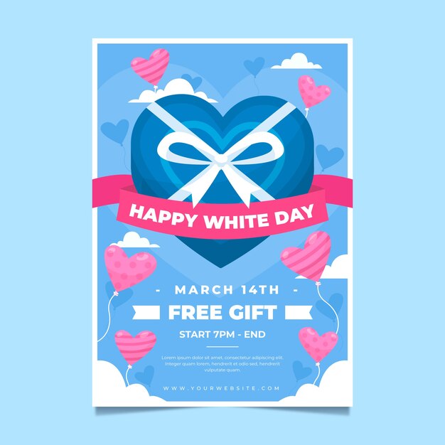 Flat white day vertical flyer template