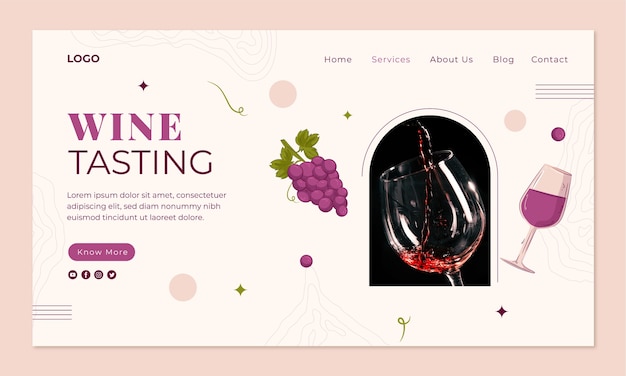 Free Vector flat wine tasting landing page template