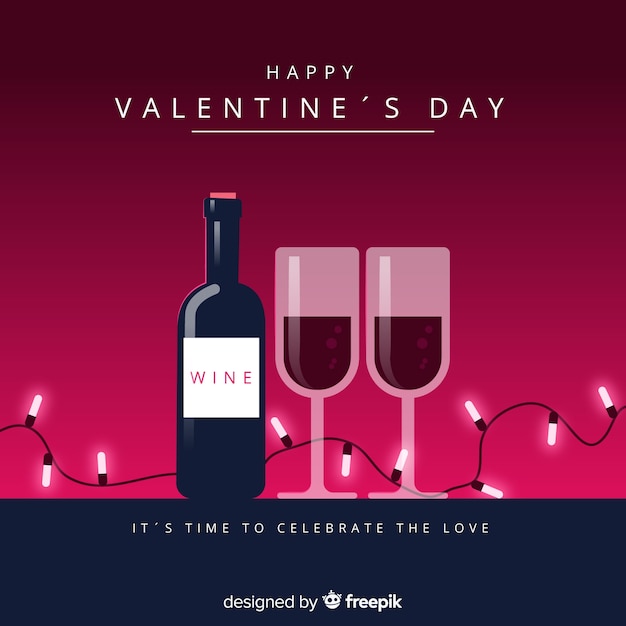 Free Vector flat wine valentine background