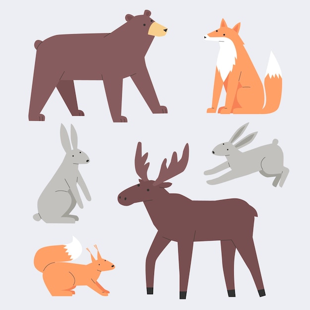 Free Vector flat winter animals collection