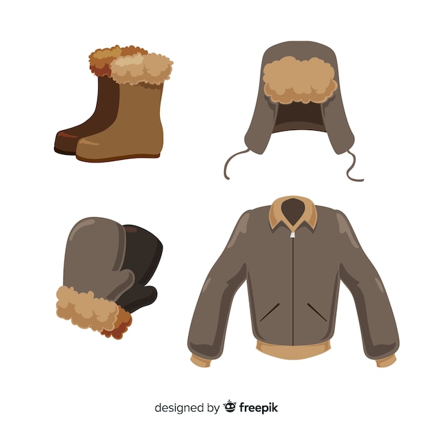 Free Vector flat winter clothes and essentials