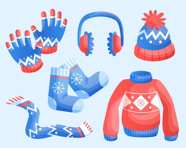 Free Vector flat winter clothes and essentials