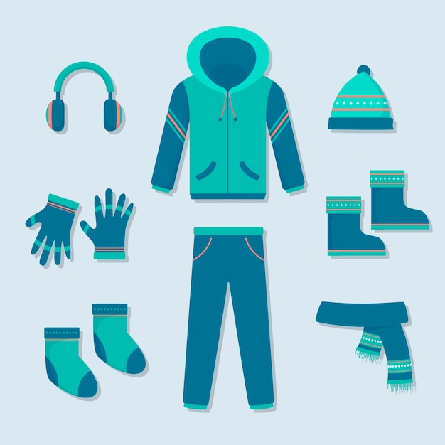 Free Vector flat winter clothes and essentials