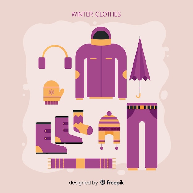 Free vector flat winter clothes pack