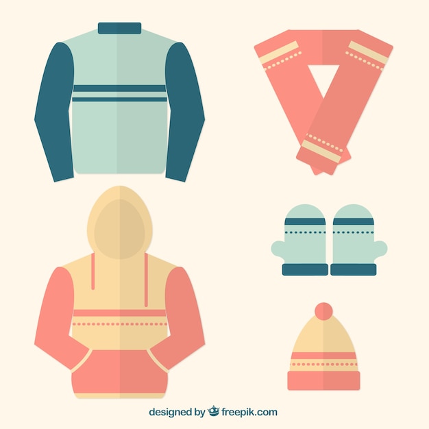 Free Vector flat winter clothes set