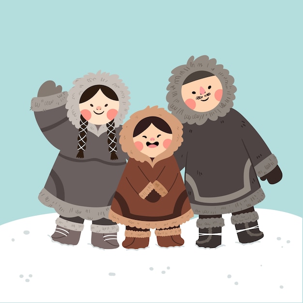 Flat winter eskimo illustration