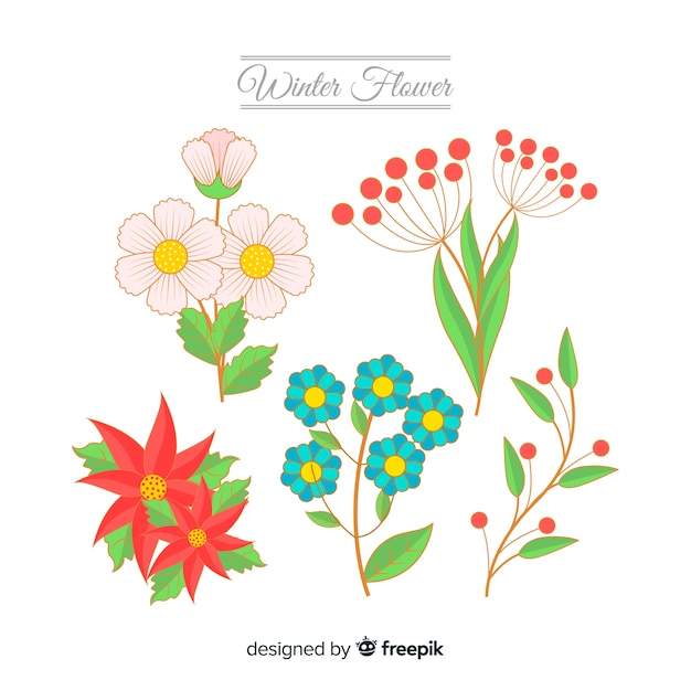 Free Vector flat winter flowers background