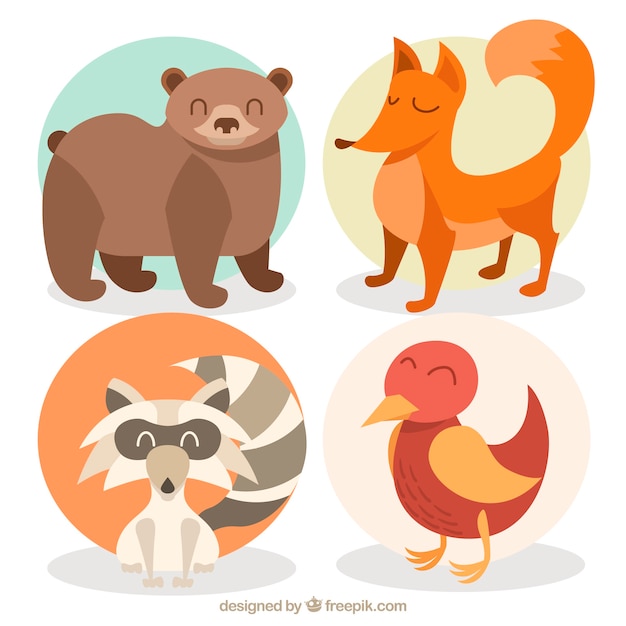 Free Vector flat winter forest animals pack