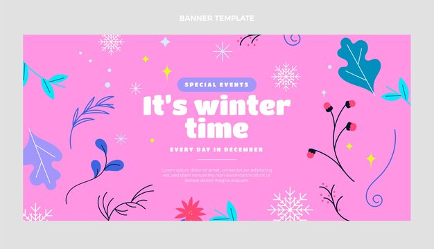 Flat winter horizontal banner