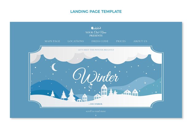 Flat winter landing page template