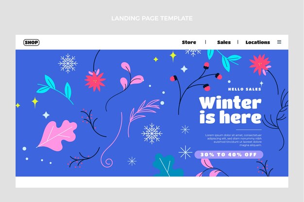 Flat winter landing page template