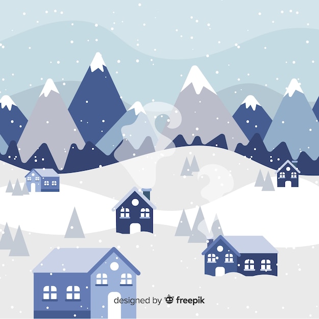 Free vector flat winter landscape background