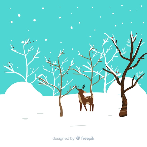 Free vector flat winter landscape background