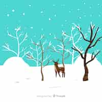 Free vector flat winter landscape background