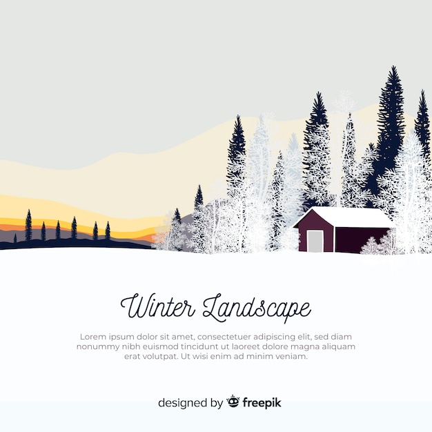 Free Vector flat winter landscape background