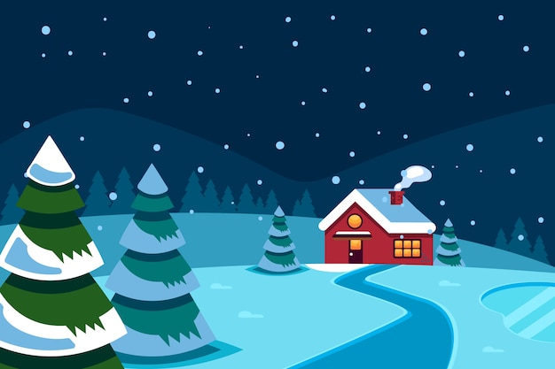 Free Vector flat winter landscape background