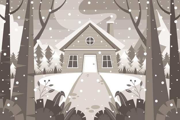 Free vector flat winter landscape illustration