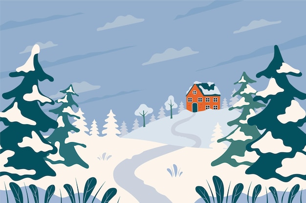 Free vector flat winter landscape