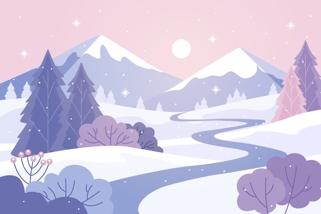 Flat winter landscape