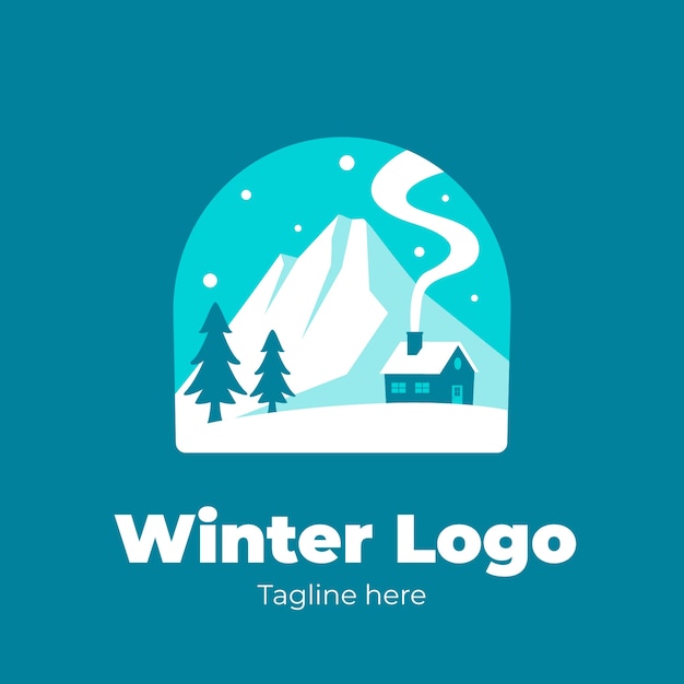 Free Vector flat winter logo template