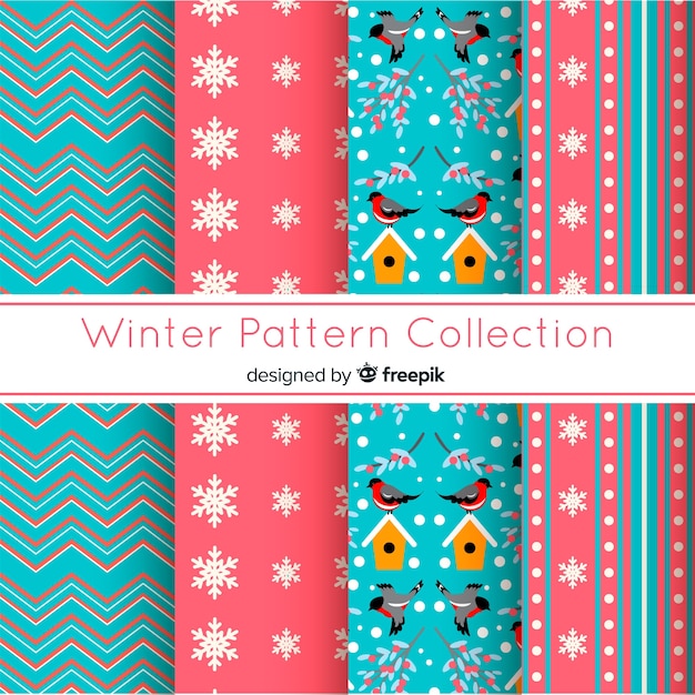 Free Vector flat winter pattern collection