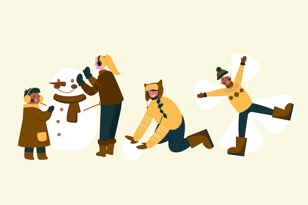 Free Vector flat winter people collection