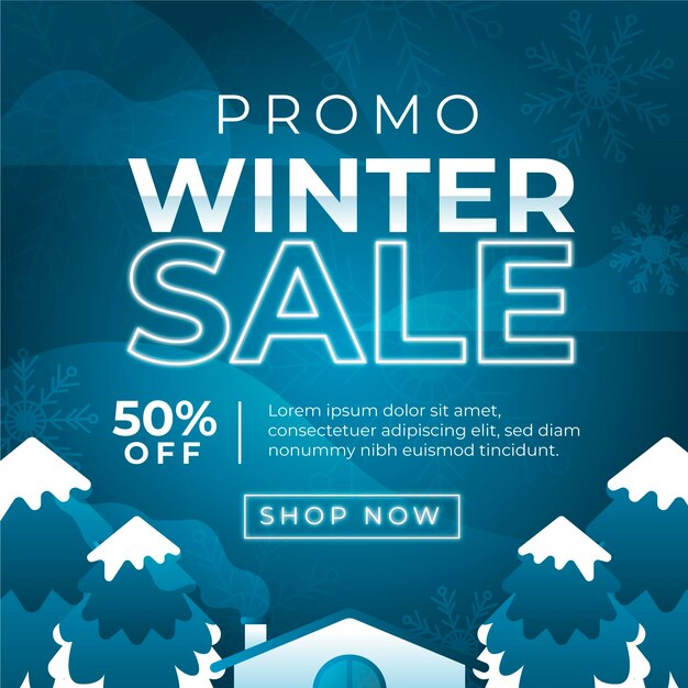 Flat winter sale background