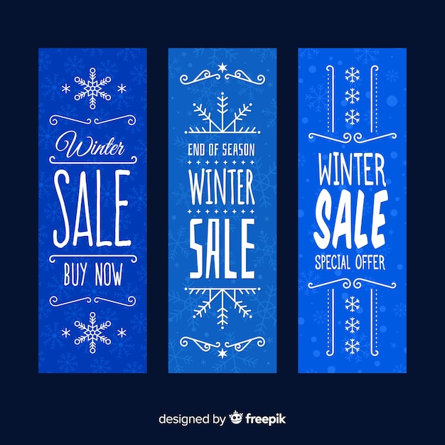 Free vector flat winter sale banners