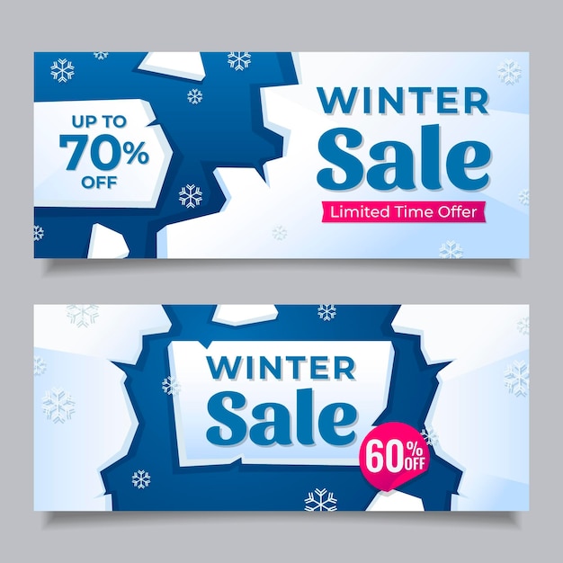 Free Vector flat winter sale banners