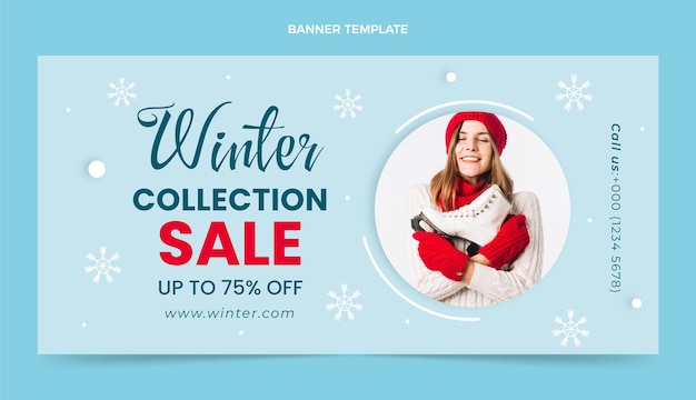 Flat winter sale horizontal banner