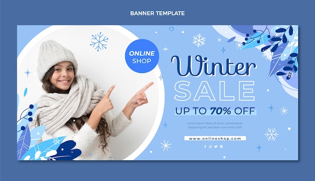 Free vector flat winter sale horizontal banner