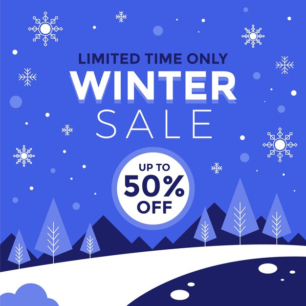 Flat winter sale illustration and banner