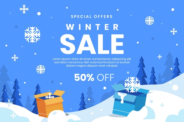 Flat winter sale illustration and banner