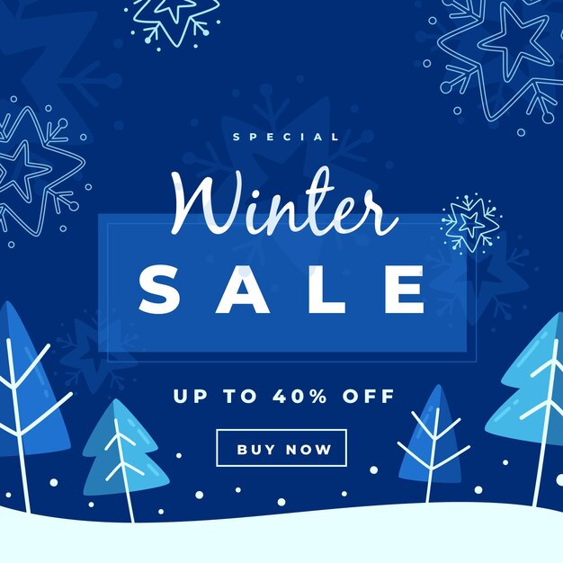 Flat winter sale promo with discount