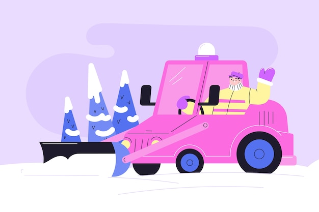 Free Vector flat winter snow plow illustration