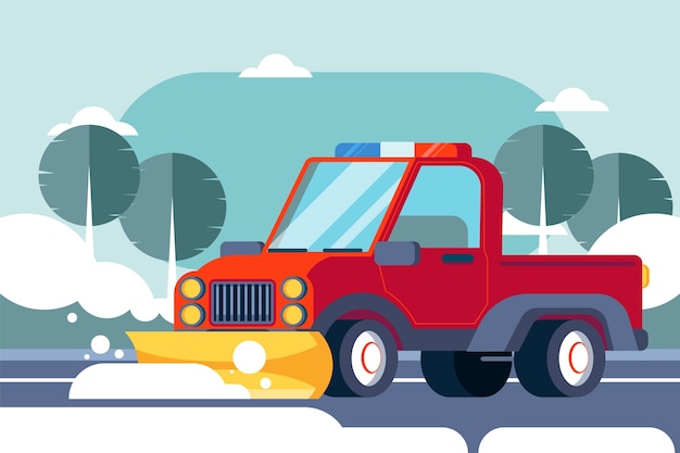 Free Vector flat winter snow plow illustration