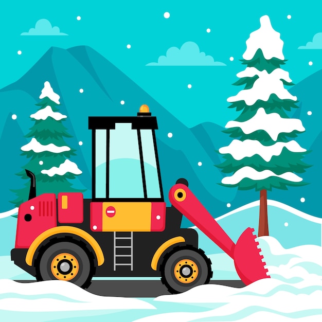 Flat winter snow plow illustration