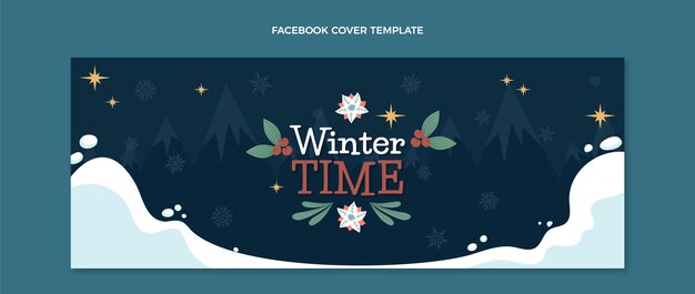 Flat winter social media cover template