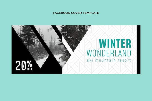 Free Vector flat winter social media cover template