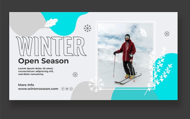 Flat winter social media promo template