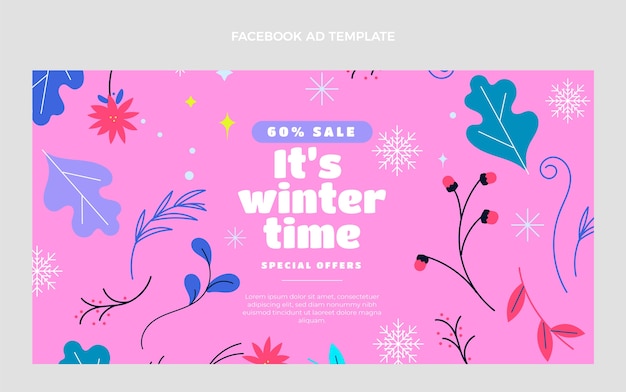 Flat winter social media promo template