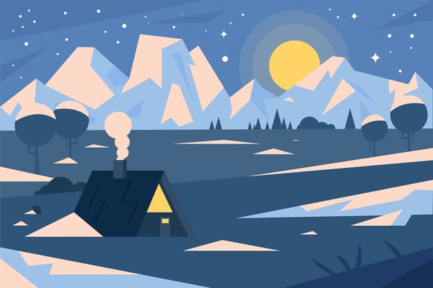 Flat winter solstice background