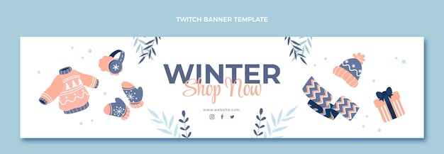 Free Vector flat winter twitch banner