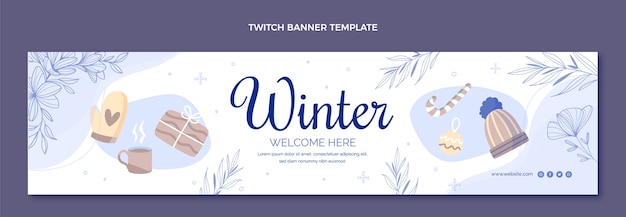 Free Vector flat winter twitch banner