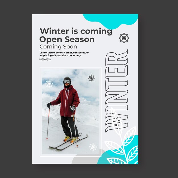 Flat winter vertical poster template