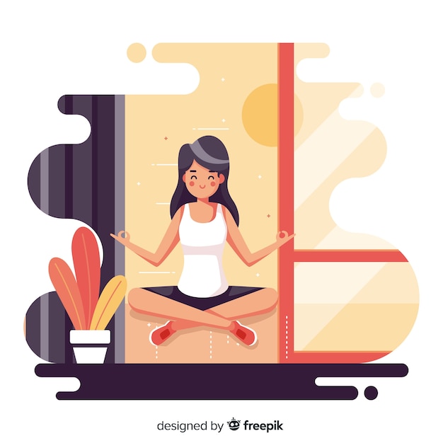 Free Vector flat woman enjoying the meditation