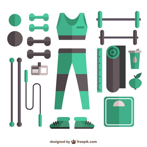 Free vector flat woman sport elements in green tones