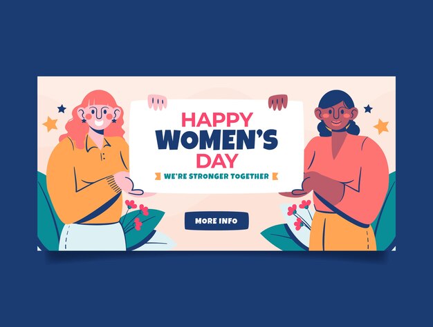 Flat women's day celebration horizontal banner template