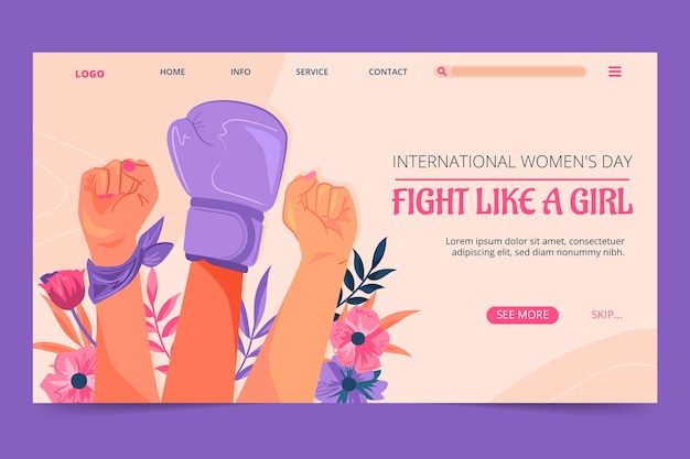 Free Vector flat women's day celebration landing page template