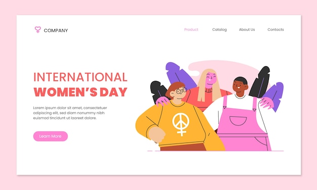 Free Vector flat women's day landing page template